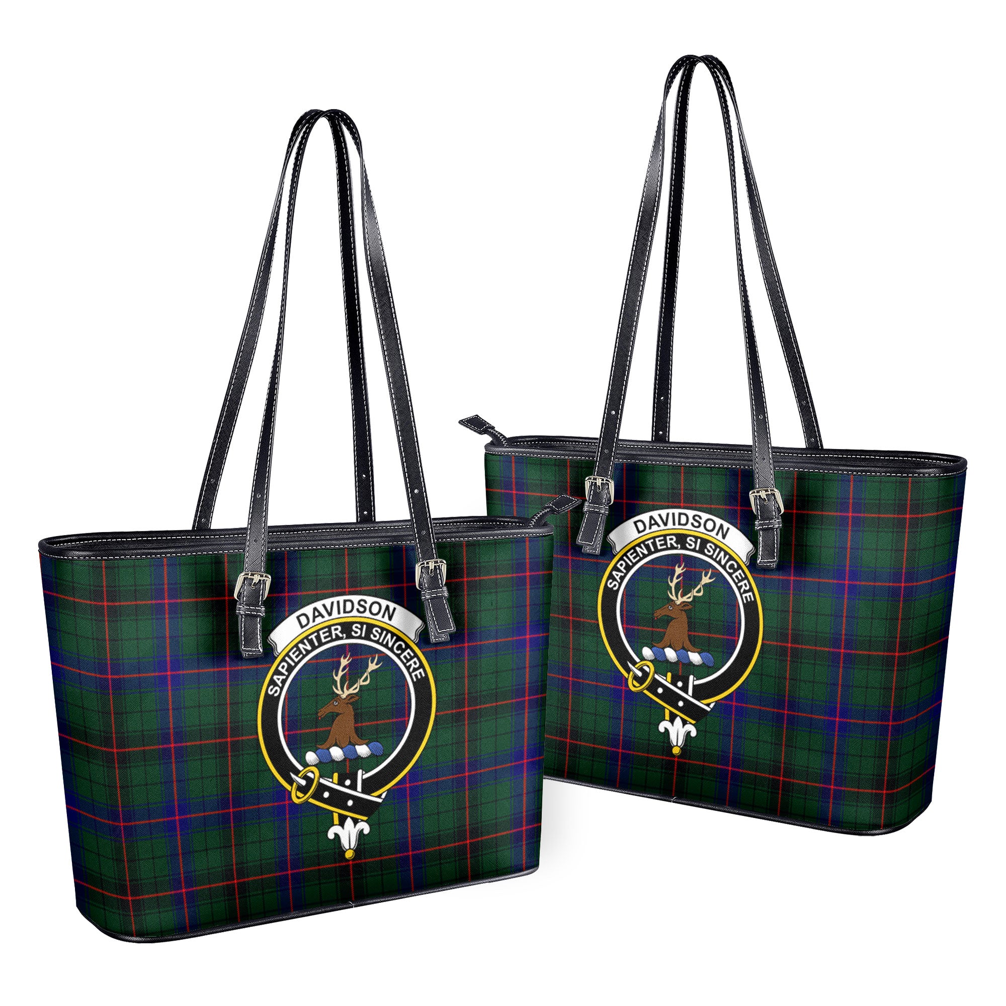 Davidson Modern Tartan Crest Leather Tote Bag Fashion