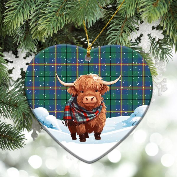 Carmichael Ancient Tartan Christmas Ceramic Ornament - Highland Cows Snow Style Cheap - Image 5