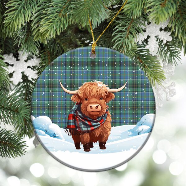 MacInnes Ancient Tartan Christmas Ceramic Ornament - Highland Cows Snow Style For Cheap - Image 2