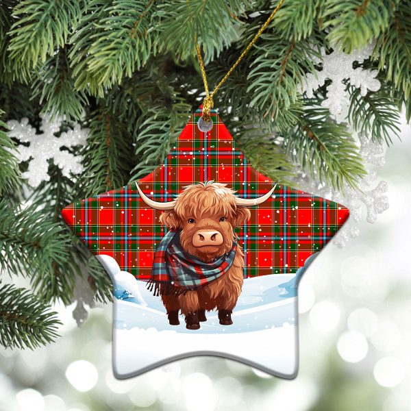 Drummond of Perth Tartan Christmas Ceramic Ornament - Highland Cows Snow Style For Cheap - Image 4