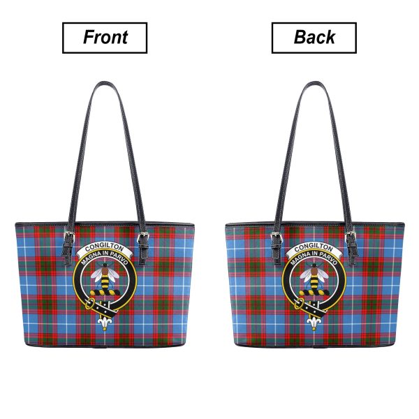 Congilton Tartan Crest Leather Tote Bag on Sale - Image 3