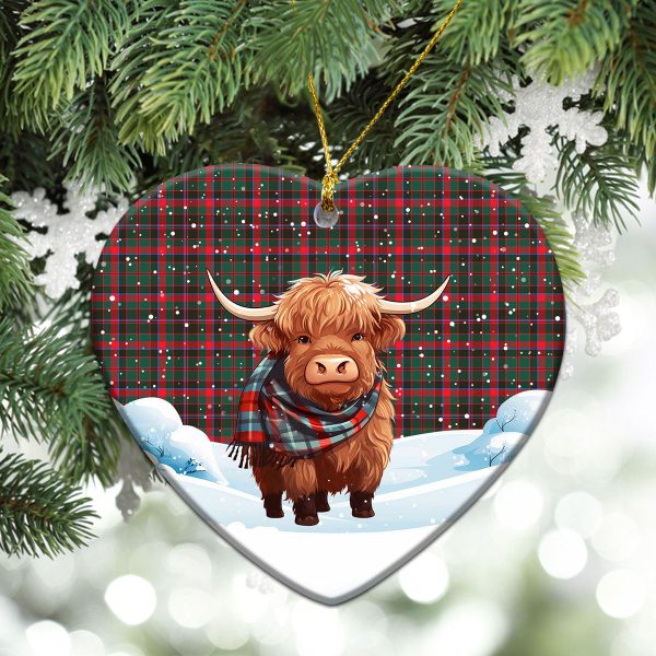 Cumming Hunting Modern Tartan Christmas Ceramic Ornament - Highland Cows Snow Style For Sale - Image 5