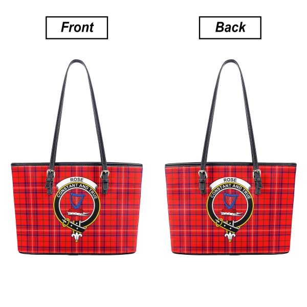 Rose Modern Tartan Crest Leather Tote Bag Online - Image 3