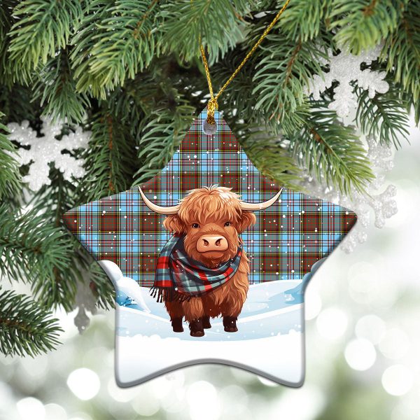 Anderson Ancient Tartan Christmas Ceramic Ornament - Highland Cows Snow Style For Cheap - Image 4