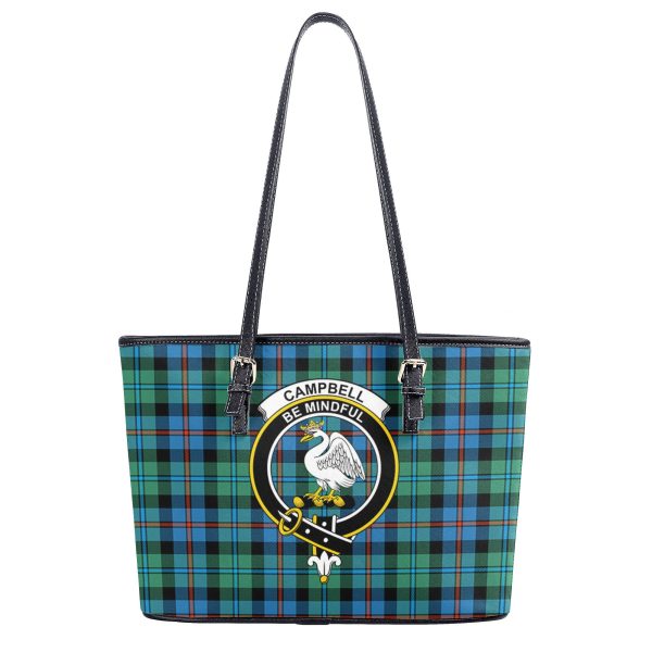 Campbell of Cawdor Ancient Tartan Crest Leather Tote Bag For Cheap - Image 2