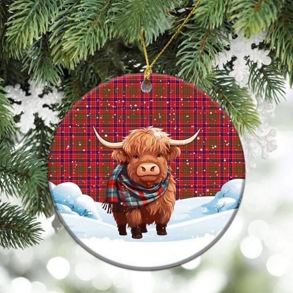 Lumsden Modern Tartan Christmas Ceramic Ornament - Highland Cows Snow Style Hot on Sale - Image 2