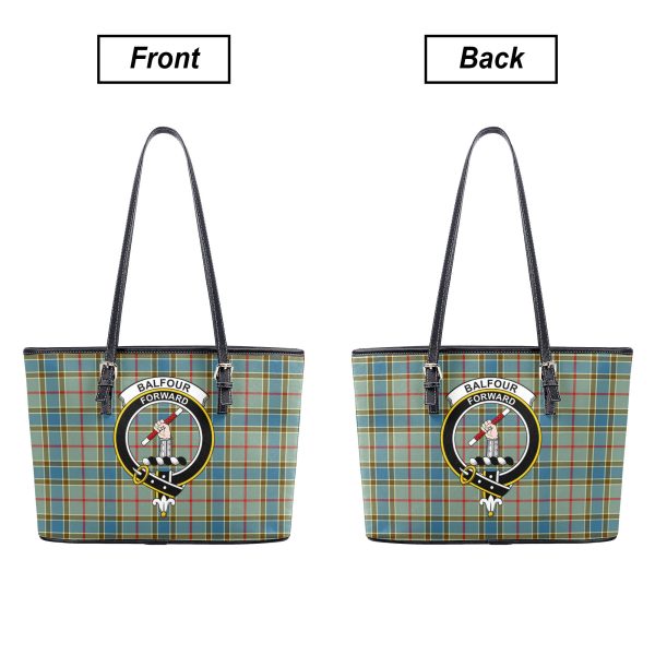 Balfour Blue Tartan Crest Leather Tote Bag For Sale - Image 3