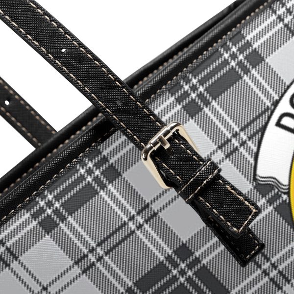Douglas Grey Modern Tartan Crest Leather Tote Bag Cheap - Image 5