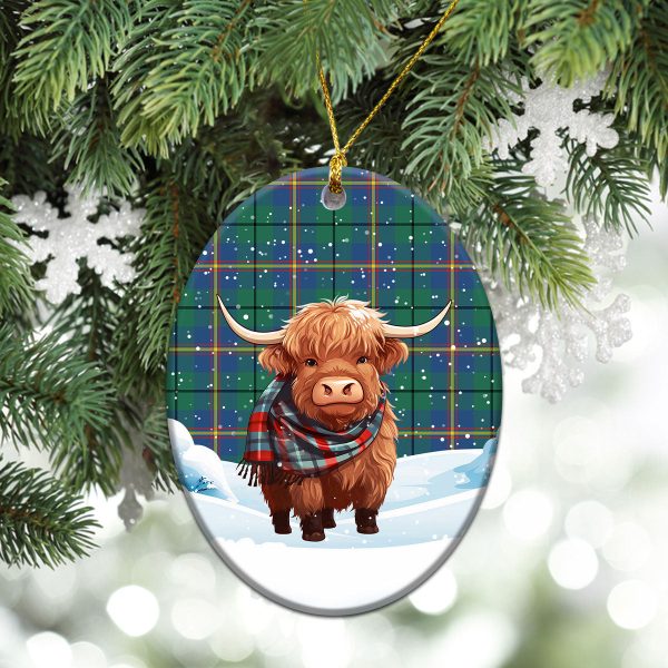 Carmichael Ancient Tartan Christmas Ceramic Ornament - Highland Cows Snow Style Cheap - Image 3