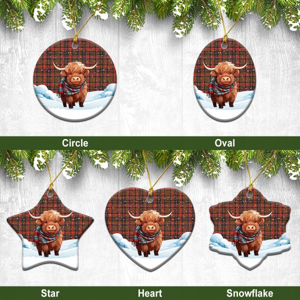 Cumming Hunting Weathered Tartan Christmas Ceramic Ornament - Highland Cows Snow Style Hot on Sale