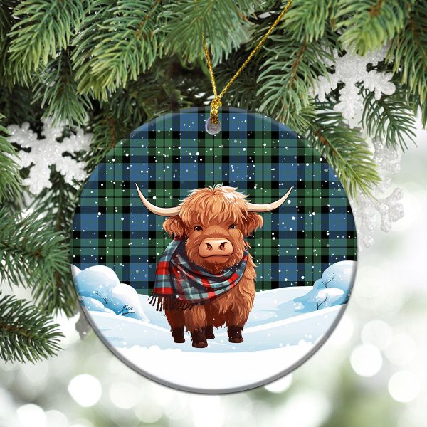 MacKay Ancient Tartan Christmas Ceramic Ornament - Highland Cows Snow Style For Discount - Image 2