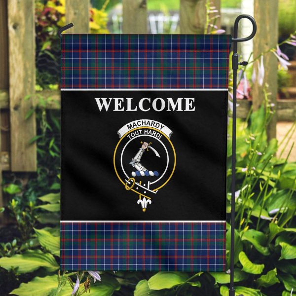 MacHardy Modern Tartan Crest Black Garden Flag For Sale - Image 2