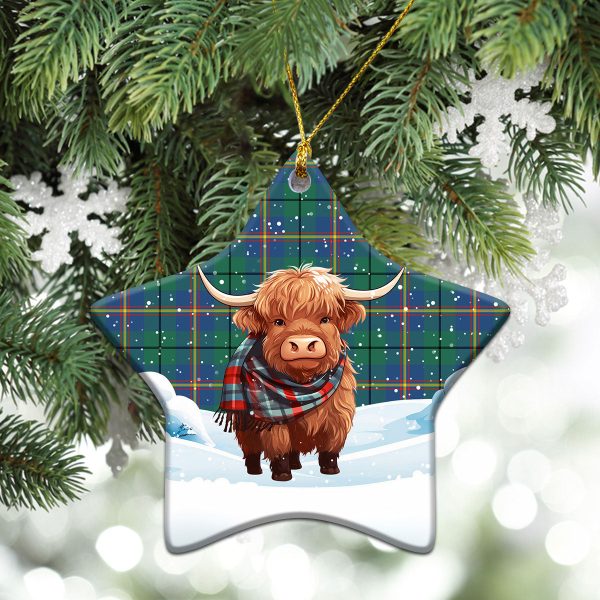 Carmichael Ancient Tartan Christmas Ceramic Ornament - Highland Cows Snow Style Cheap - Image 4