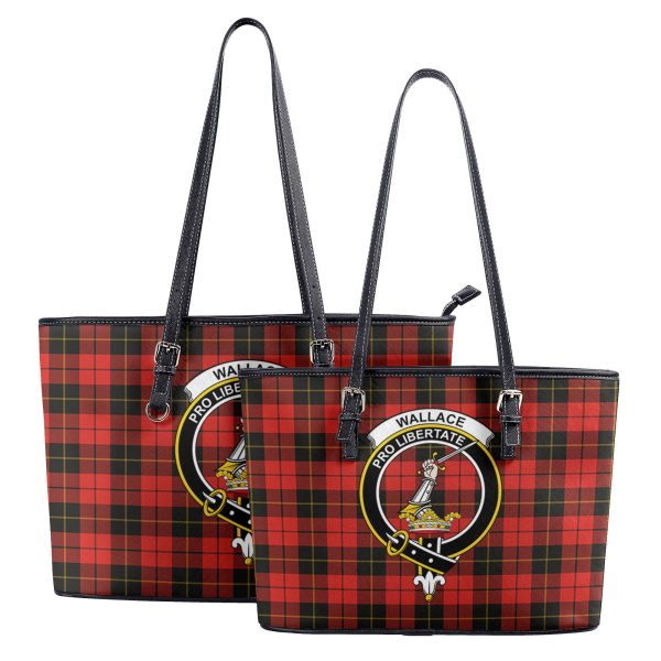 Wallace Weathered Tartan Crest Leather Tote Bag For Cheap - Image 4