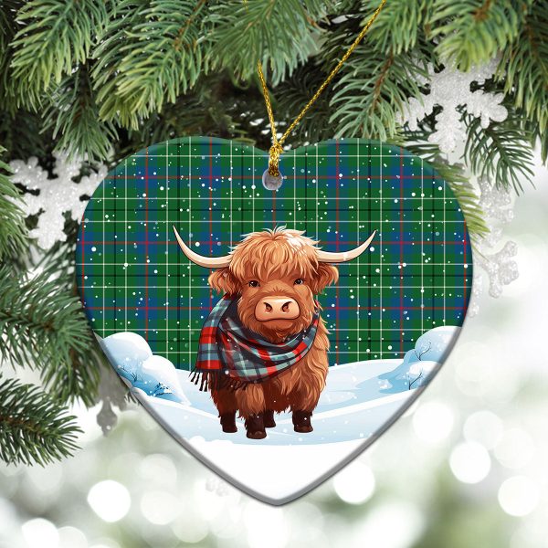 Duncan Ancient Tartan Christmas Ceramic Ornament - Highland Cows Snow Style on Sale - Image 5