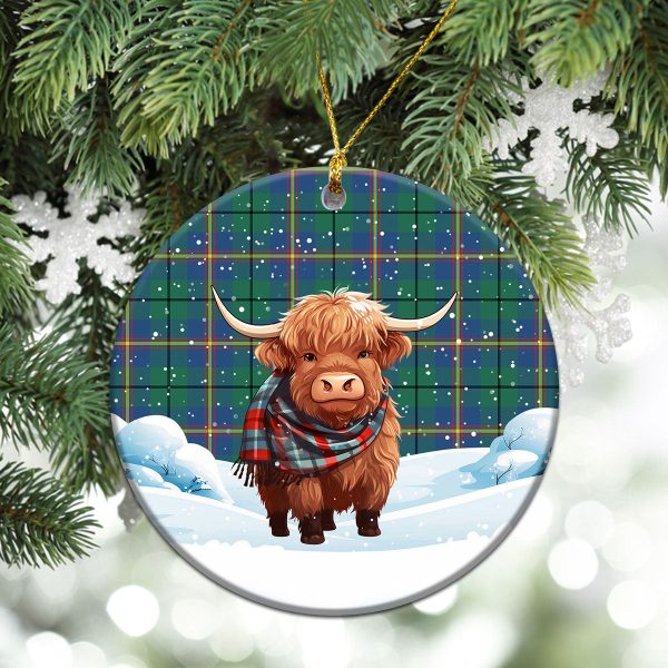 Carmichael Ancient Tartan Christmas Ceramic Ornament - Highland Cows Snow Style Cheap - Image 2