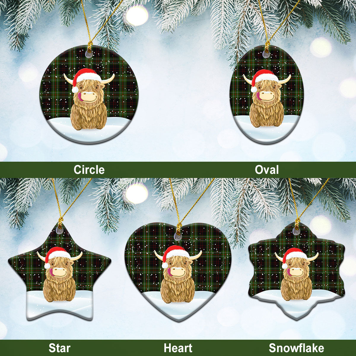 MacDiarmid Tartan Christmas Ceramic Ornament – Highland Cows Style For Discount