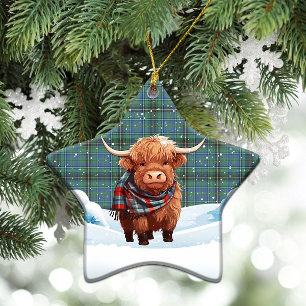 MacInnes Ancient Tartan Christmas Ceramic Ornament - Highland Cows Snow Style For Cheap - Image 4