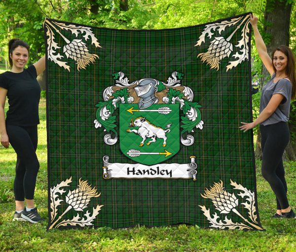 Handley Tartan Crest Premium Quilt - Gold Thistle Style Online now - Image 3