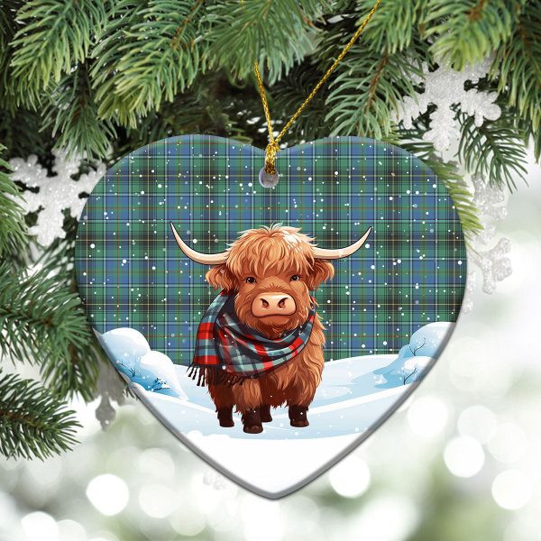MacInnes Ancient Tartan Christmas Ceramic Ornament - Highland Cows Snow Style For Cheap - Image 5