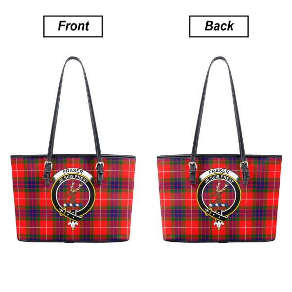 Fraser (of Lovat) Modern Tartan Crest Leather Tote Bag For Cheap - Image 3