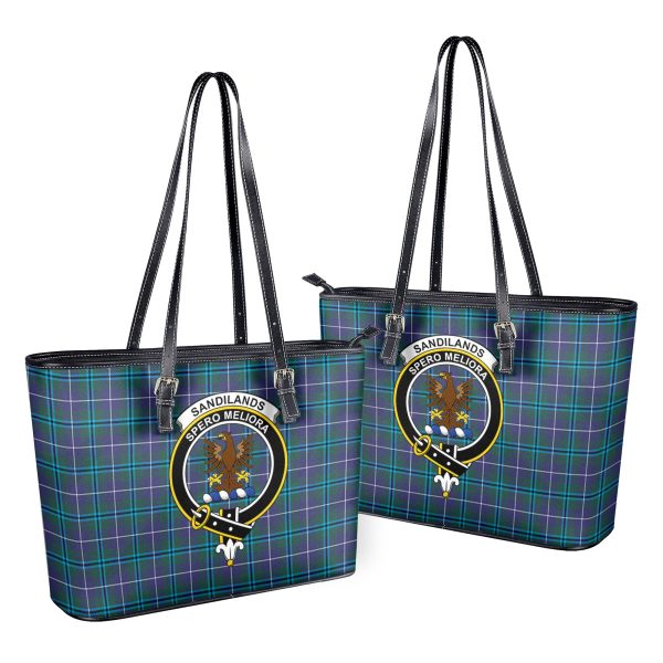 Sandilands Tartan Crest Leather Tote Bag Discount