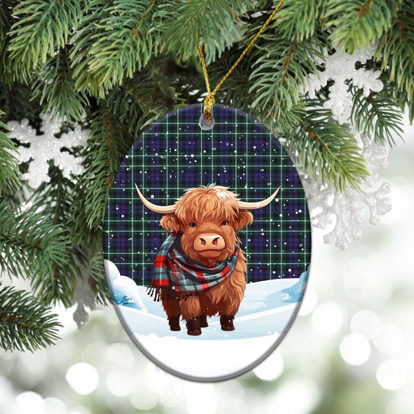 Allardice Tartan Christmas Ceramic Ornament - Highland Cows Snow Style Hot on Sale - Image 3