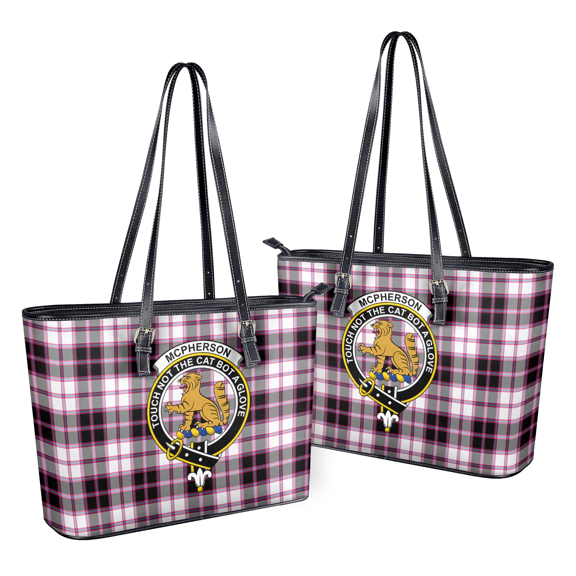 McPherson Hunting Modern Tartan Crest Leather Tote Bag Online Sale