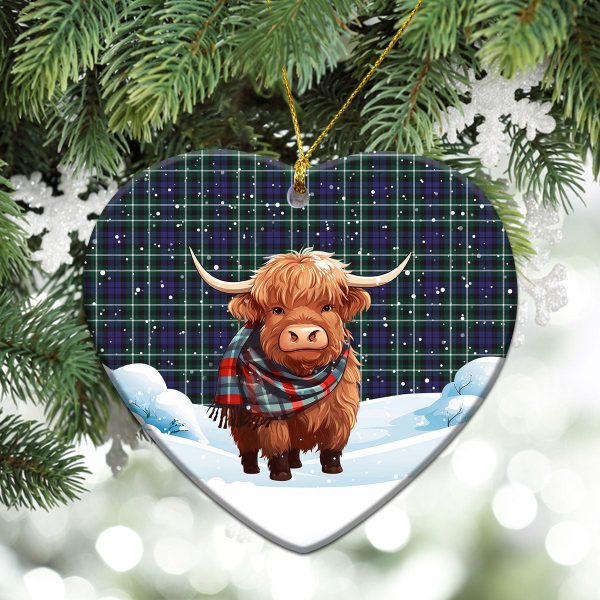 Allardice Tartan Christmas Ceramic Ornament - Highland Cows Snow Style Hot on Sale - Image 5