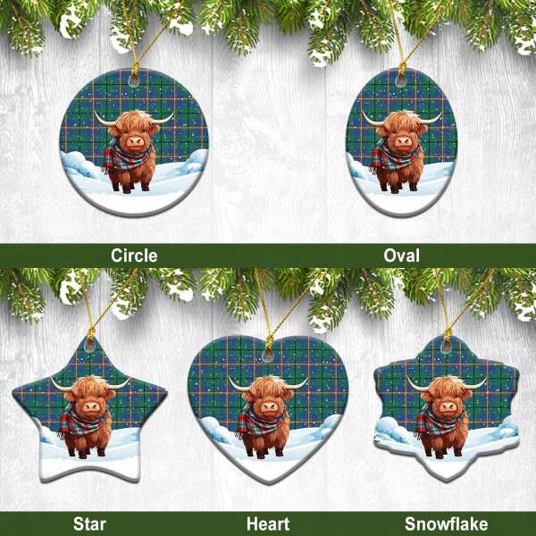 Carmichael Ancient Tartan Christmas Ceramic Ornament - Highland Cows Snow Style Cheap
