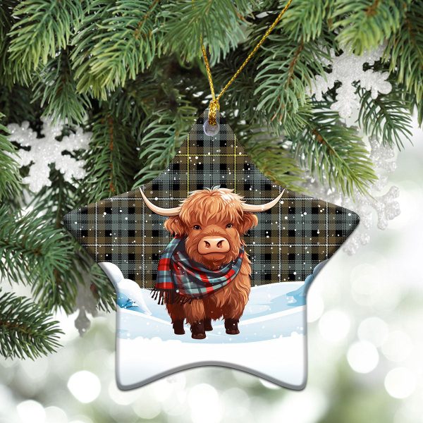 Campbell Argyll Weathered Tartan Christmas Ceramic Ornament - Highland Cows Snow Style Cheap - Image 4