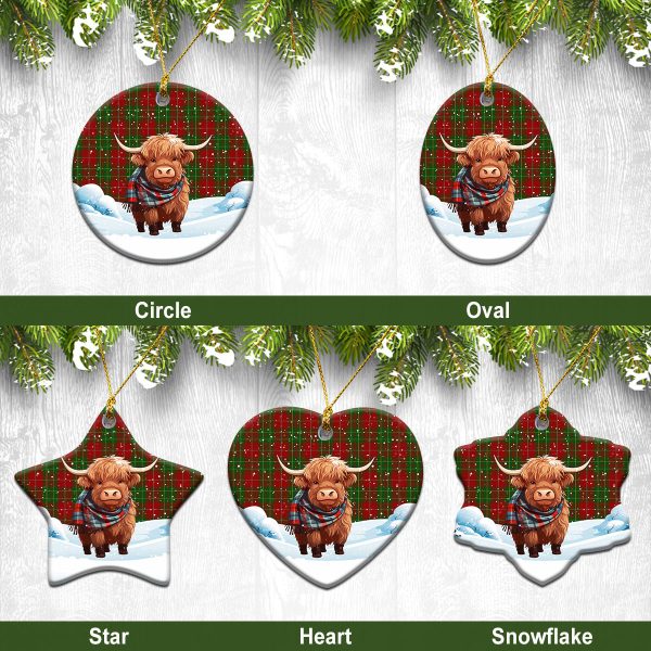Burnett Tartan Christmas Ceramic Ornament - Highland Cows Snow Style Online now