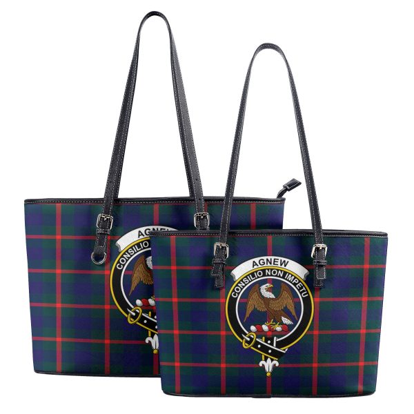 Agnew Modern Tartan Crest Leather Tote Bag on Sale - Image 4