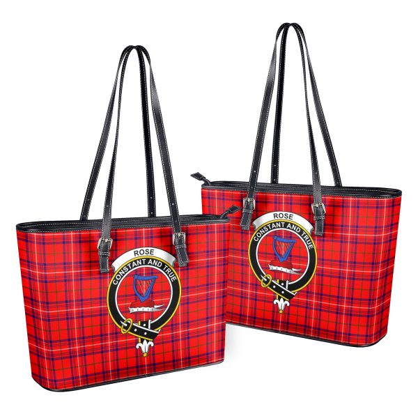 Rose Modern Tartan Crest Leather Tote Bag Online
