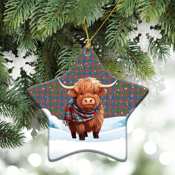 MacIntyre Ancient Tartan Christmas Ceramic Ornament - Highland Cows Snow Style Supply - Image 4