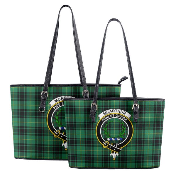 McArthur Ancient Tartan Crest Leather Tote Bag Discount - Image 4