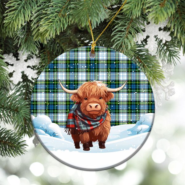 Campbell Dress Tartan Christmas Ceramic Ornament - Highland Cows Snow Style Cheap - Image 2