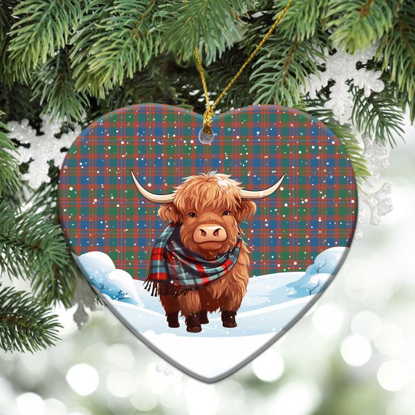 MacIntyre Ancient Tartan Christmas Ceramic Ornament - Highland Cows Snow Style Supply - Image 5