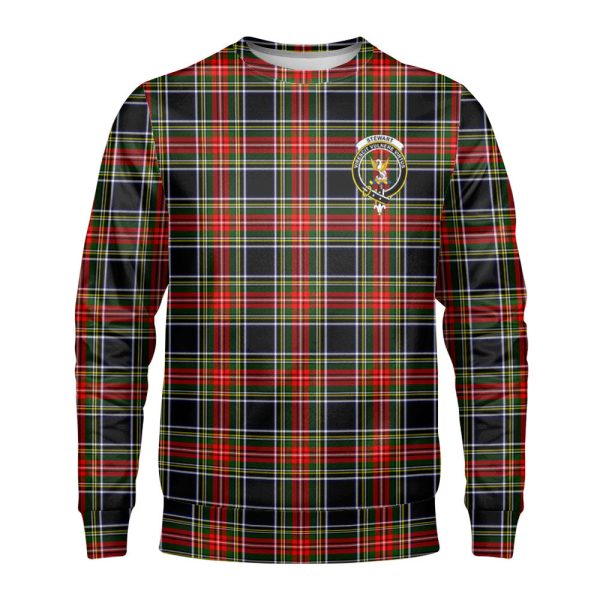 Stewart Black Tartan Crest Sweatshirt For Discount