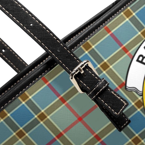 Balfour Blue Tartan Crest Leather Tote Bag For Sale - Image 5