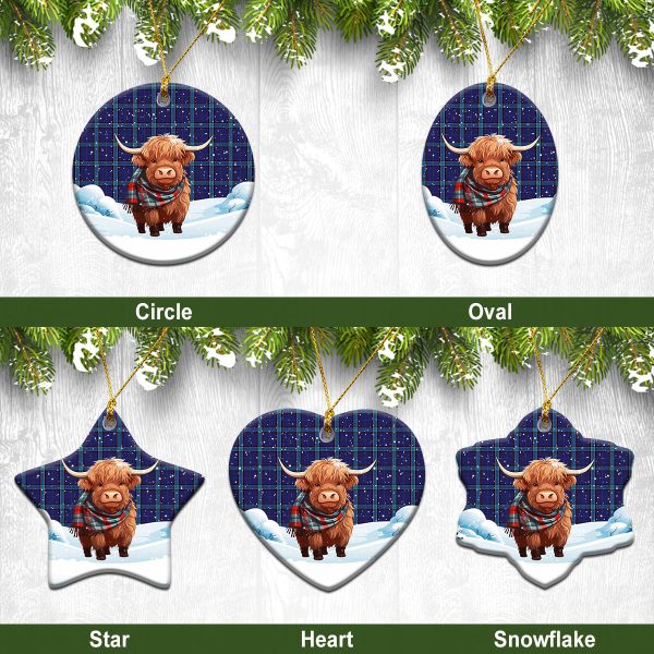 Kirkcaldy Tartan Christmas Ceramic Ornament - Highland Cows Snow Style Online now