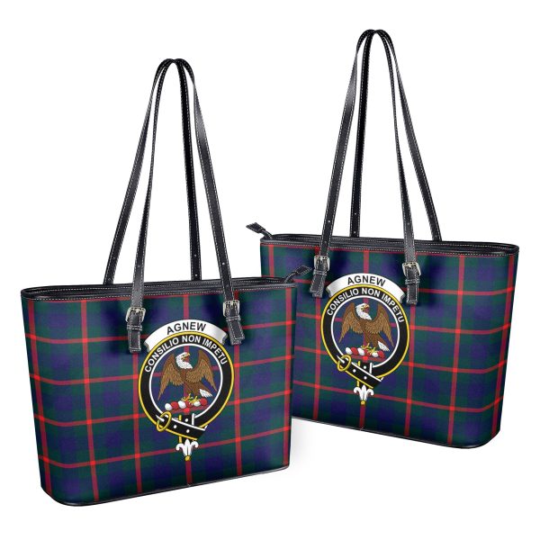 Agnew Modern Tartan Crest Leather Tote Bag on Sale