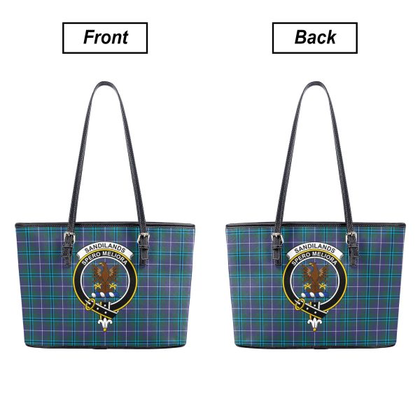 Sandilands Tartan Crest Leather Tote Bag Discount - Image 3