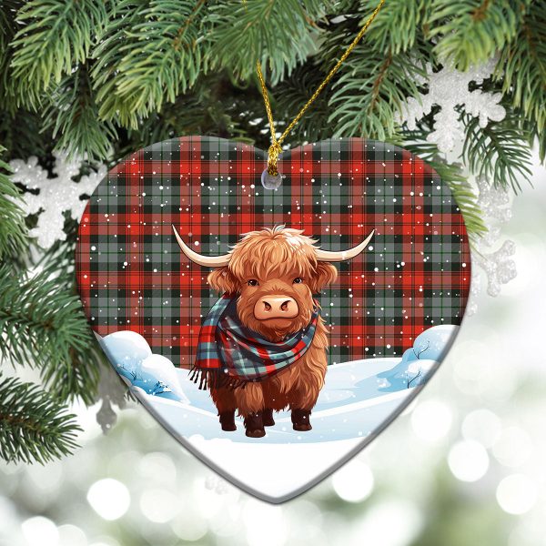 MacLachlan Weathered Tartan Christmas Ceramic Ornament - Highland Cows Snow Style For Discount - Image 5