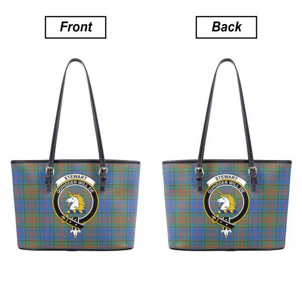 Stewart of Appin Hunting Ancient Tartan Crest Leather Tote Bag Online - Image 3