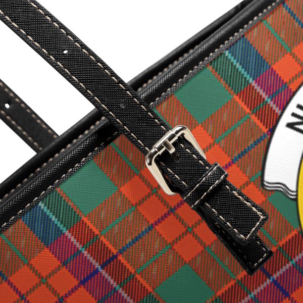 Nicolson Ancient Old Tartan Crest Leather Tote Bag Supply - Image 5