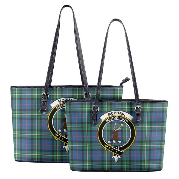 McPhail Hunting Ancient Tartan Crest Leather Tote Bag Sale - Image 4