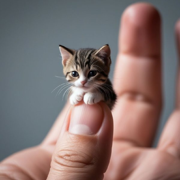 Photorealistic macro shot of a tiny miniature cute ca Fashion